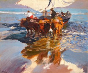 Vuelta De La Pesca. Playa De Valencia by Joaquin Sorolla Oil Painting