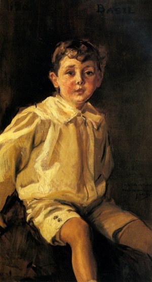 A Portrait of Basil Mundy by Joaquin Sorolla y Bastida Oil Painting