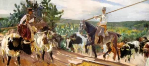Andalusia, The Round Up by Joaquin Sorolla y Bastida - Oil Painting Reproduction