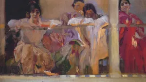 Artist's Patio, Cafe Novedades, Seville by Joaquin Sorolla y Bastida - Oil Painting Reproduction