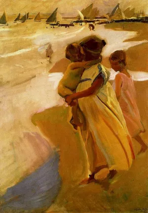 Bathing at Valencia Oil painting by Joaquin Sorolla y Bastida