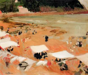 Beach at Zarauz by Joaquin Sorolla y Bastida - Oil Painting Reproduction