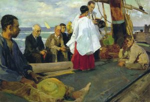 Blessing the Boat by Joaquin Sorolla y Bastida Oil Painting