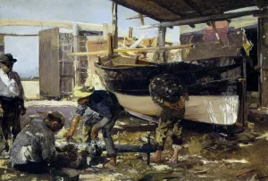 Boat Builders Oil painting by Joaquin Sorolla y Bastida