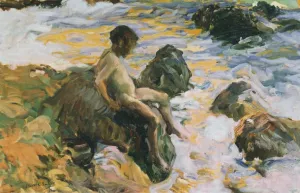 Boy in Sea Foam by Joaquin Sorolla y Bastida - Oil Painting Reproduction