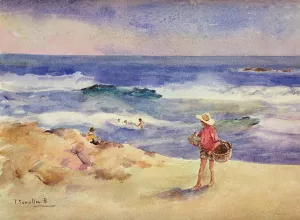 Boy on the Sand by Joaquin Sorolla y Bastida - Oil Painting Reproduction