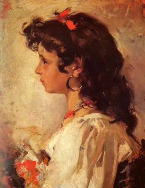 Cabeza de Italiana by Joaquin Sorolla y Bastida Oil Painting