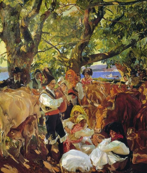 Main Product Photo of Cattle Fair at Galicia Painting by Joaquin Sorolla y Bastida