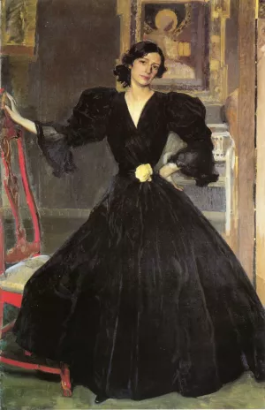 Clotilde in a Black Dress by Joaquin Sorolla y Bastida - Oil Painting Reproduction