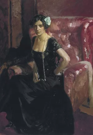 Clotilde in Evening Dress by Joaquin Sorolla y Bastida Oil Painting