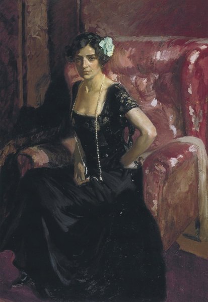 Main Product Photo of Clotilde in Evening Dress Painting by Joaquin Sorolla y Bastida