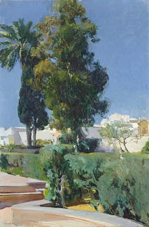 Corner of the Garden, Alcazar, Sevilla by Joaquin Sorolla y Bastida - Oil Painting Reproduction