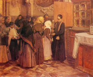 El Beso de la Reliquia by Joaquin Sorolla y Bastida - Oil Painting Reproduction