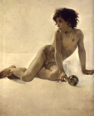 El Nino de la Bola by Joaquin Sorolla y Bastida Oil Painting