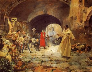 Father Jofre Protecting a Madman by Joaquin Sorolla y Bastida Oil Painting