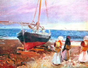 Fisherwomen on the Beach, Valencia by Joaquin Sorolla y Bastida Oil Painting