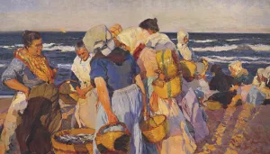 Fisherwomen Oil painting by Joaquin Sorolla y Bastida