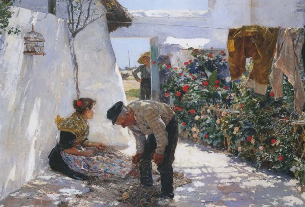 Main Product Photo of Fishing Nets Painting by Joaquin Sorolla y Bastida
