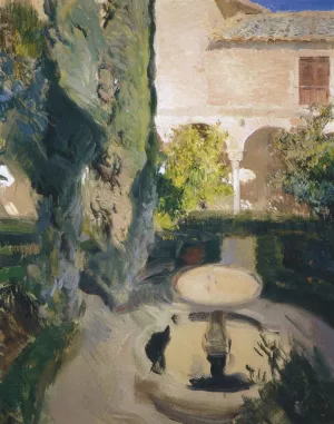 Garden of Lindaraja by Joaquin Sorolla y Bastida - Oil Painting Reproduction