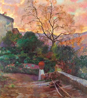 Garden of Spanish Farmhouse by Joaquin Sorolla y Bastida Oil Painting