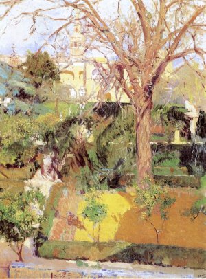 Gardens of the Alcazar of Seville in Wintertime by Joaquin Sorolla y Bastida Oil Painting