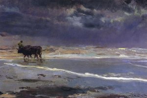 Gray Day on Valencia Beach by Joaquin Sorolla y Bastida Oil Painting