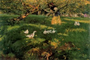 Herding Geese in the Asturias by Joaquin Sorolla y Bastida Oil Painting