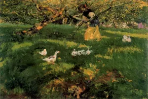 Herding Geese in the Asturias by Joaquin Sorolla y Bastida - Oil Painting Reproduction