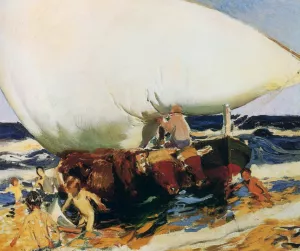 In the Beach, Valencia by Joaquin Sorolla y Bastida - Oil Painting Reproduction