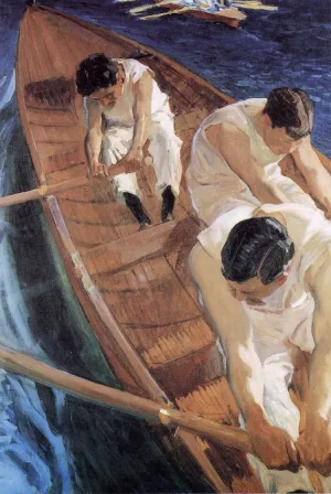 In the Racing Shell by Joaquin Sorolla y Bastida - Oil Painting Reproduction