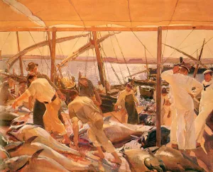 La Pesca del Atun - Ayamonte by Joaquin Sorolla y Bastida Oil Painting