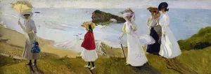 Lighthouse Walk at Biarritz by Joaquin Sorolla y Bastida Oil Painting