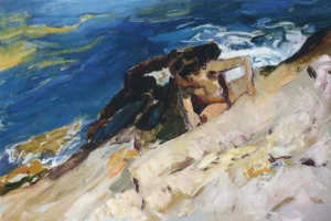 Looking for Crabs Among the Rocks, Javea by Joaquin Sorolla y Bastida - Oil Painting Reproduction
