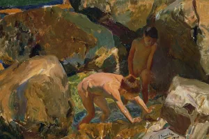 Looking for Shellfish Oil painting by Joaquin Sorolla y Bastida