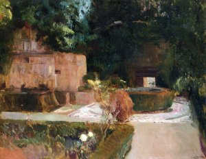 Los Adarves Gardens, the Alhambra, Granada by Joaquin Sorolla y Bastida Oil Painting