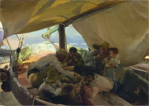 Meal on the Boat by Joaquin Sorolla y Bastida - Oil Painting Reproduction