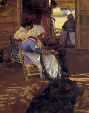 Mending Nets by Joaquin Sorolla y Bastida Oil Painting