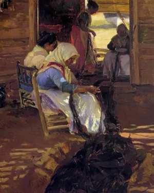 Mending Nets by Joaquin Sorolla y Bastida Oil Painting