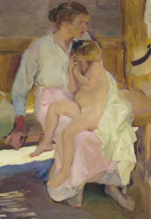 Mother and Daughter, Valencia Beach Oil painting by Joaquin Sorolla y Bastida