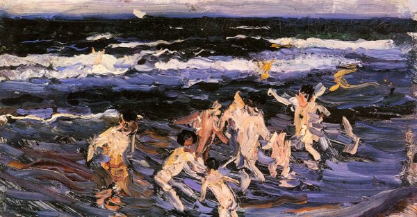 Main Product Photo of Ninos en el Mar Painting by Joaquin Sorolla y Bastida
