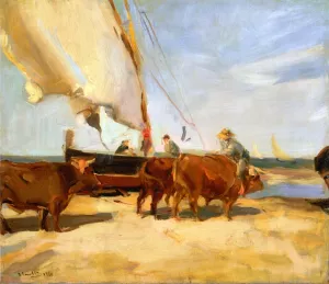 On the Beach at Valencia by Joaquin Sorolla y Bastida - Oil Painting Reproduction