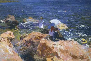 On the Rocks at Javea by Joaquin Sorolla y Bastida - Oil Painting Reproduction