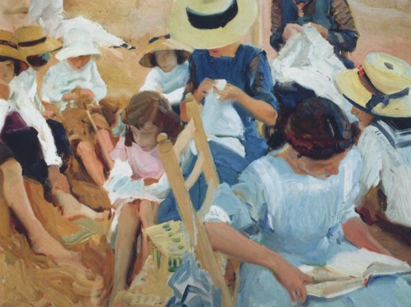 On the sands at Zarauz Beach by Joaquin Sorolla y Bastida - Hand-Painted Oil Painting Reproduction