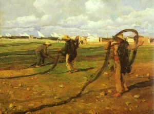 Pescadores Recogiendo las Redes by Joaquin Sorolla y Bastida - Oil Painting Reproduction