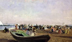 Playa de Valencia. Pescadoras Oil painting by Joaquin Sorolla y Bastida