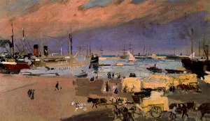 Port Valencia by Joaquin Sorolla y Bastida Oil Painting