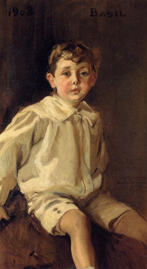 Portrait of Basel Mundy by Joaquin Sorolla y Bastida Oil Painting