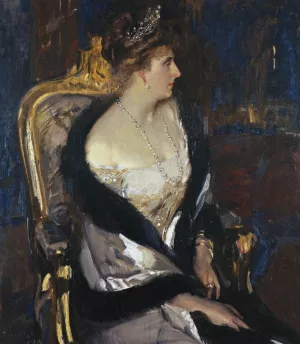 Queen Victoria Eugenia of Spain by Joaquin Sorolla y Bastida - Oil Painting Reproduction
