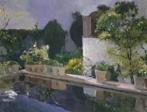 Reservoir at the Alcazar in Seville Oil painting by Joaquin Sorolla y Bastida