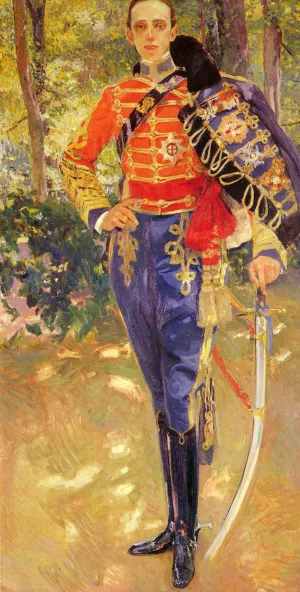 Retrato del Rey Don Alfonso XIII con el Uniforme de Husares by Joaquin Sorolla y Bastida - Oil Painting Reproduction